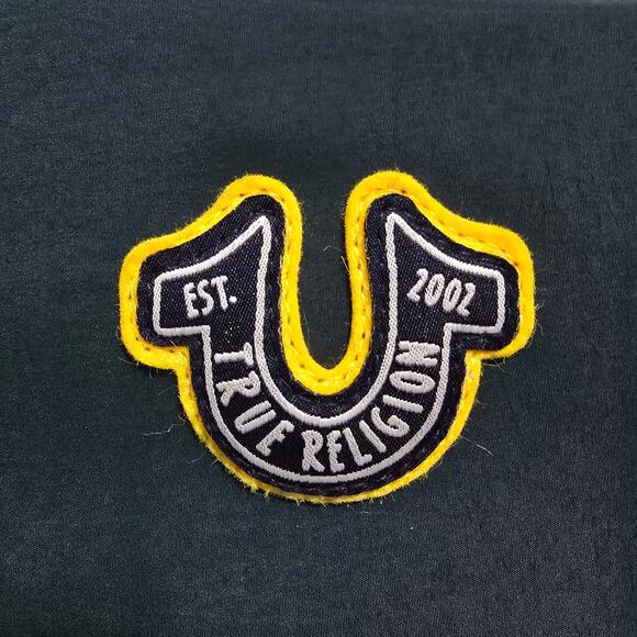 True Religion Nylon Collegiate Toiletry Bag Mens Green Yellow Penn Logo Dopp Kit - Picture 7 of 7